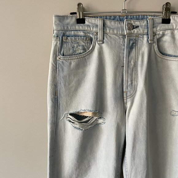 Rag & Bone Maya High Rise Slim Denim Jeans Light Wash Raven With Holed Blue 27 - Picture 4 of 11